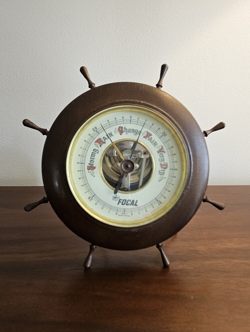 Vintage Focal Ship Wheel Aneroid Barometer – Nautical Maritime Decor